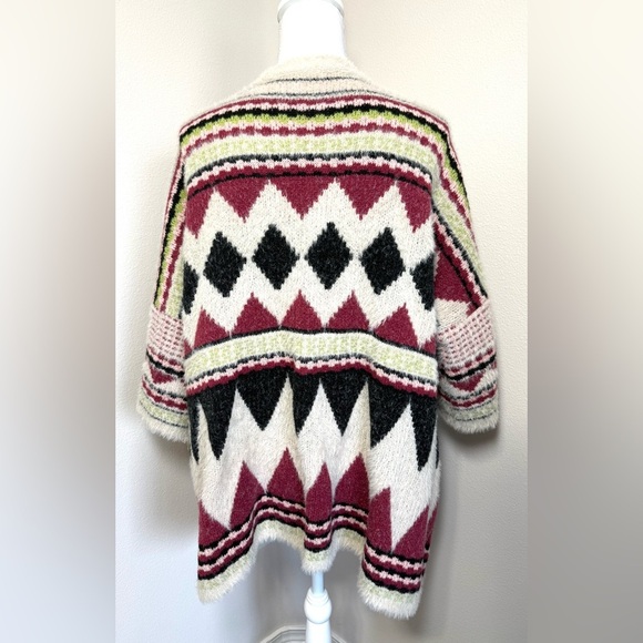 Raj Women's Boho Tribal Aztec Southwestern Open Front Cardigan Sweater One Size - Picture 3 of 8